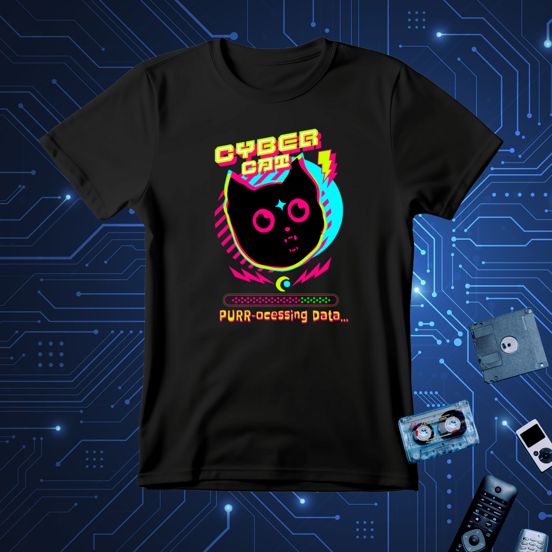 Cyber Cat T-Shirt | Funny Tech-Inspired Cat Design