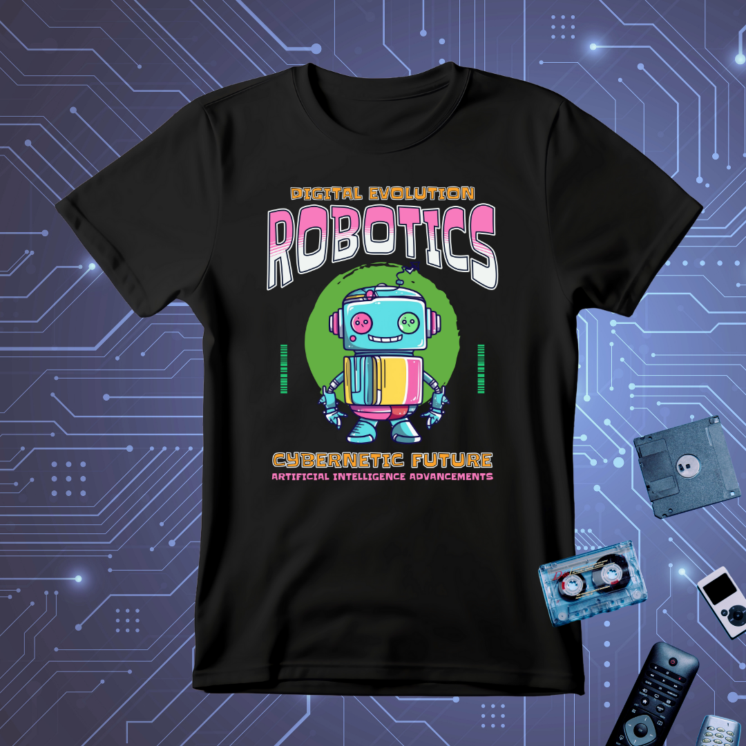 Digital Evolution T-Shirt | Futuristic Robot Design