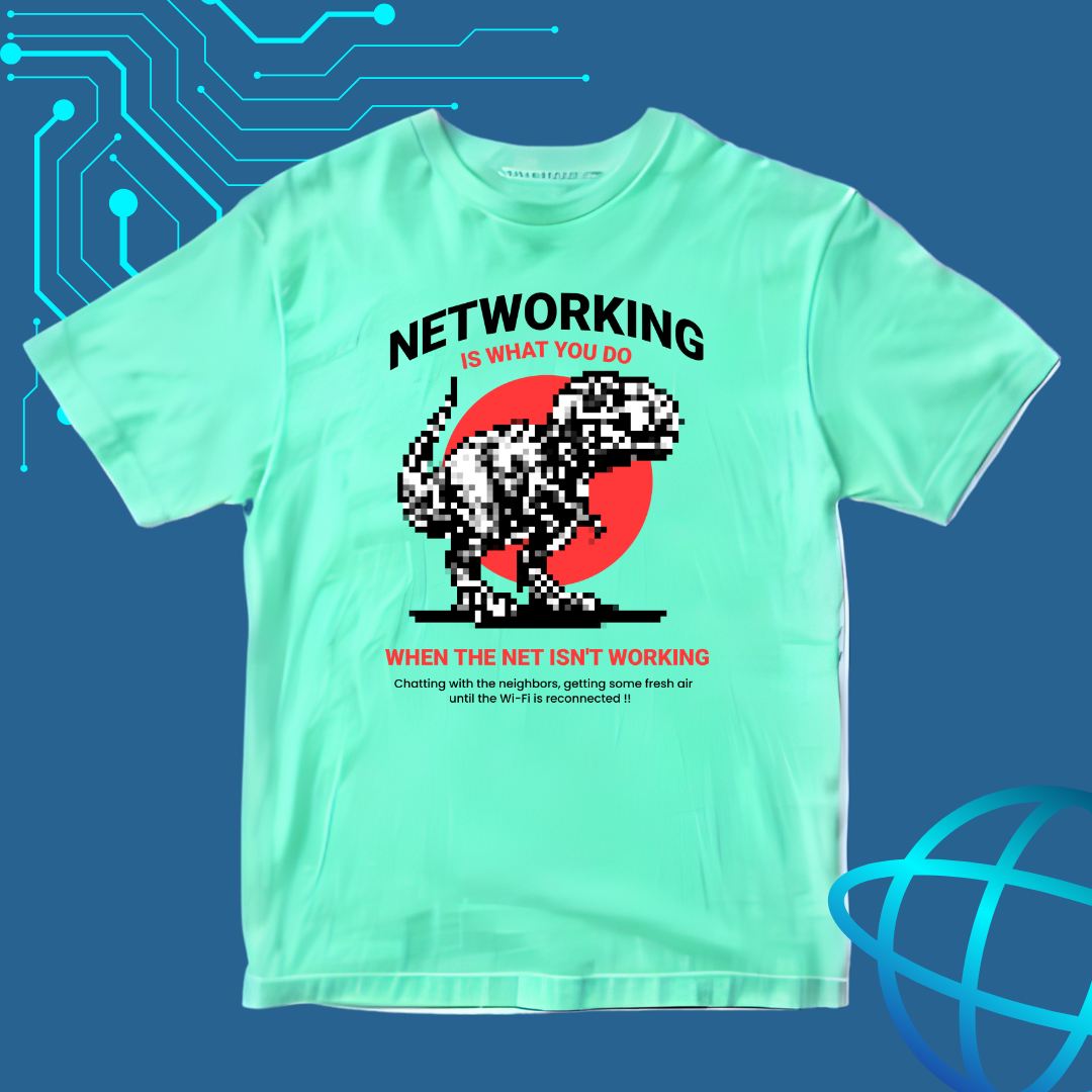 Networking Dino T-Shirt | Funny Internet-Inspired Tee