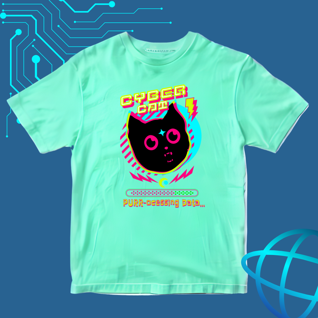 Cyber Cat T-Shirt | Funny Tech-Inspired Cat Design
