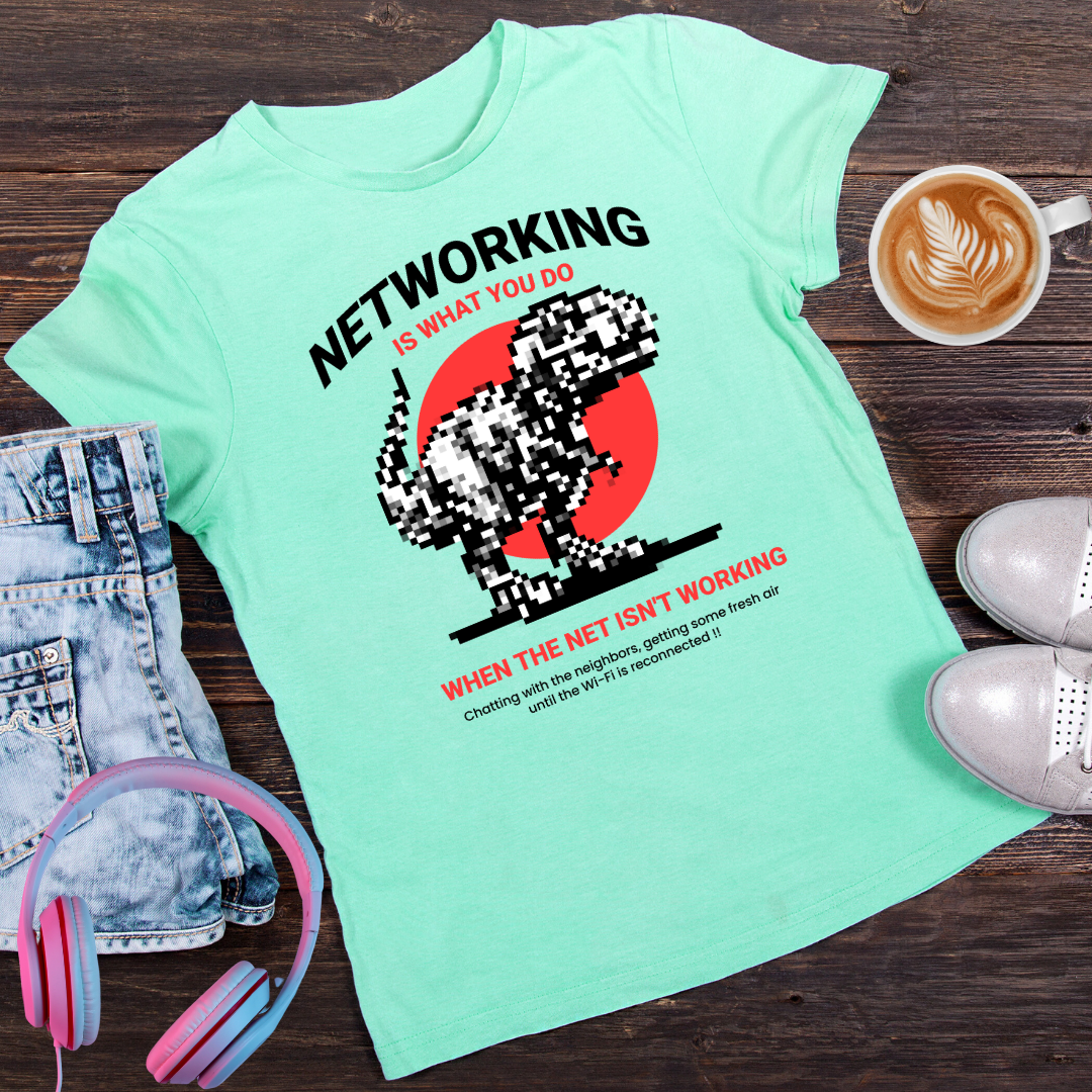Networking Dino T-Shirt | Funny Internet-Inspired Tee
