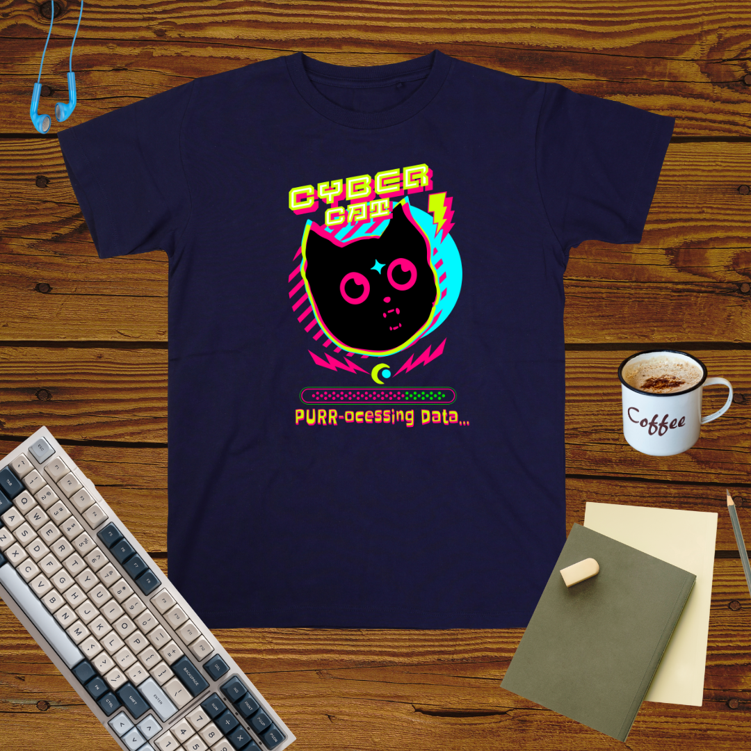 Cyber Cat T-Shirt | Funny Tech-Inspired Cat Design