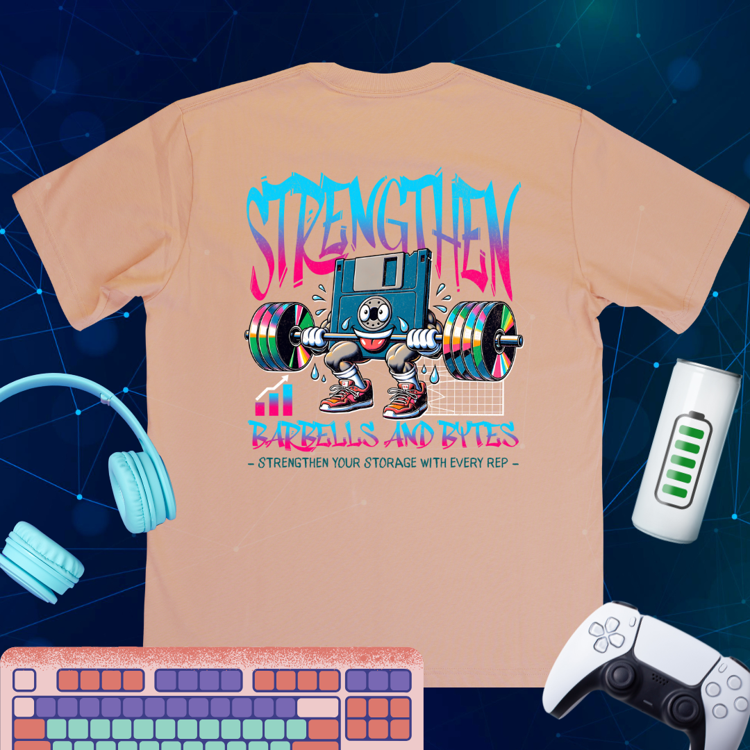 Barbells & Bytes T-Shirt | Techie Fitness Freak Tee