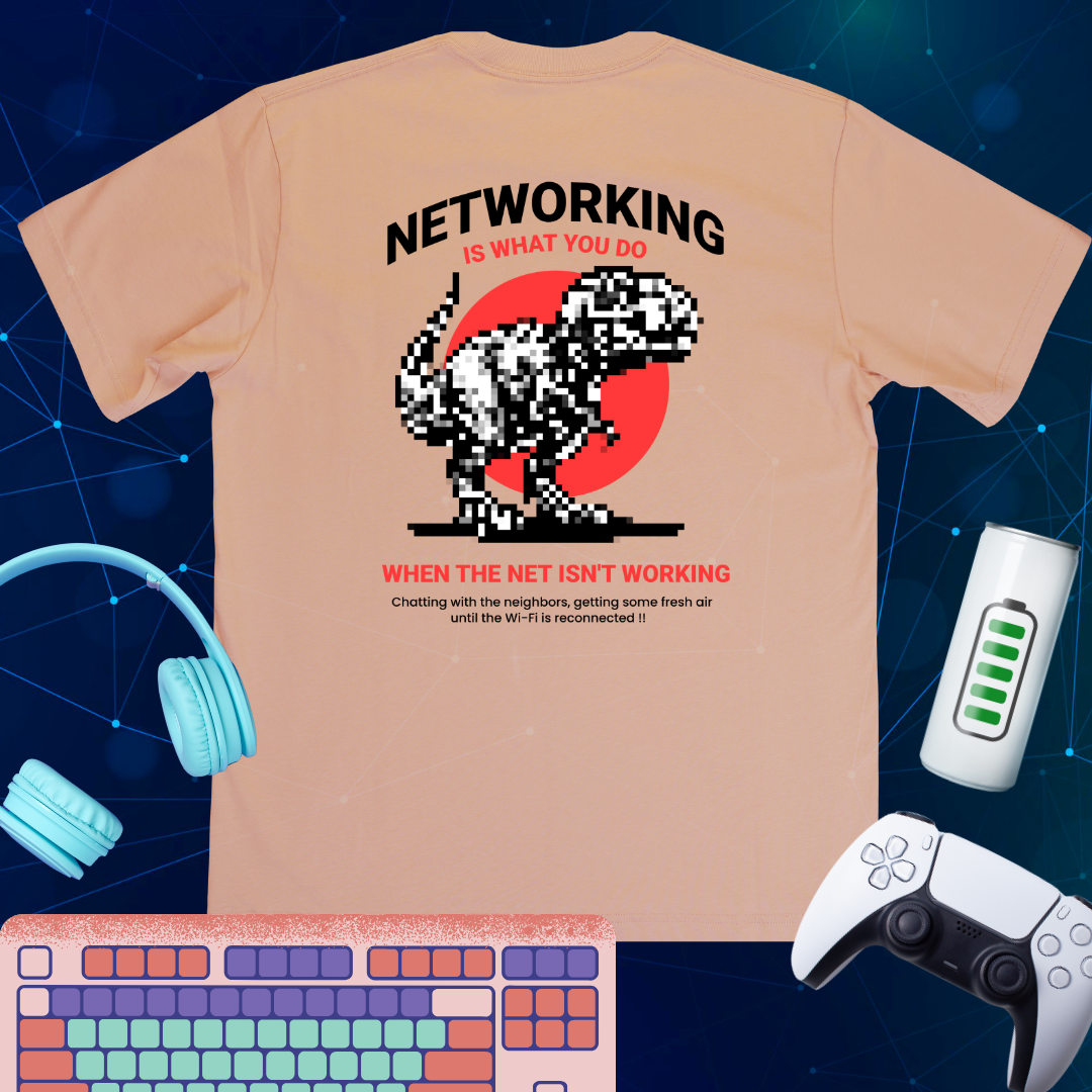 Networking Dino T-Shirt | Funny Internet-Inspired Tee