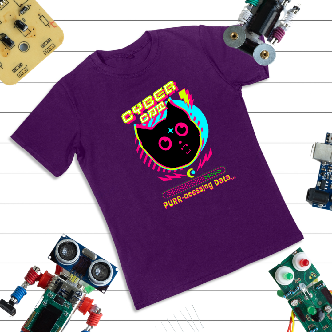 Cyber Cat T-Shirt | Funny Tech-Inspired Cat Design