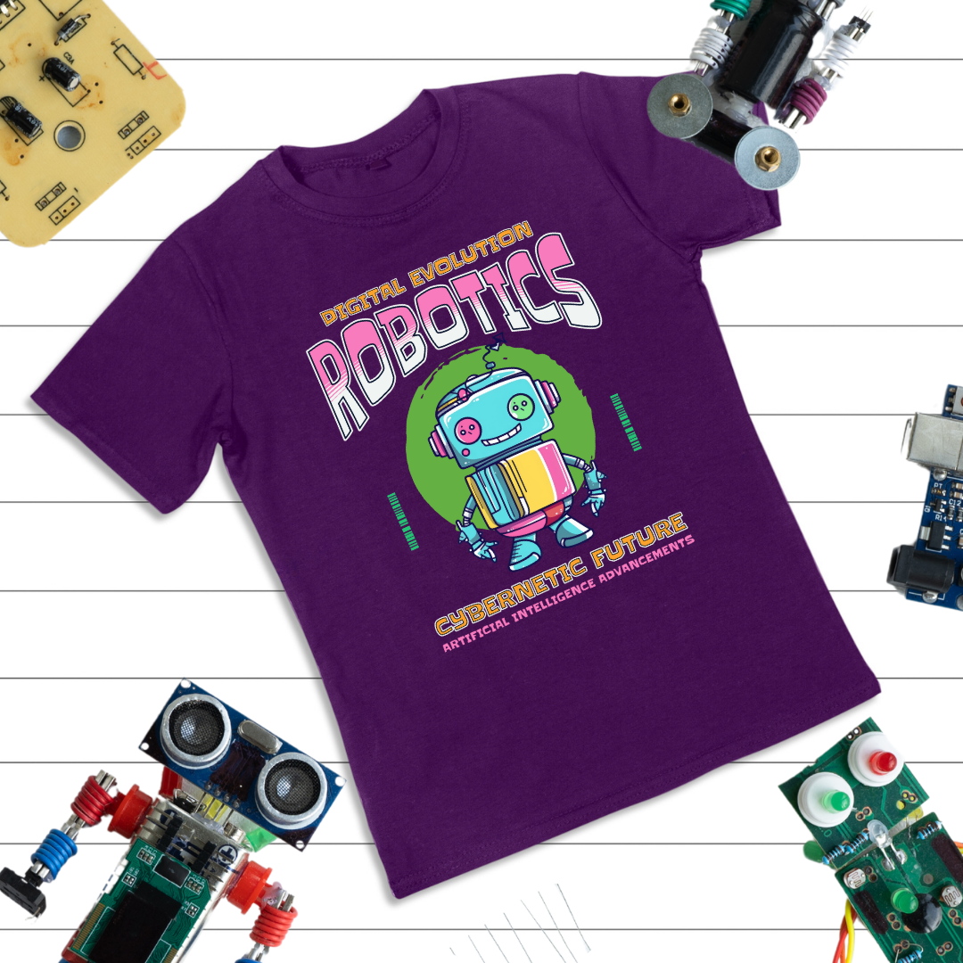 Digital Evolution T-Shirt | Futuristic Robot Design