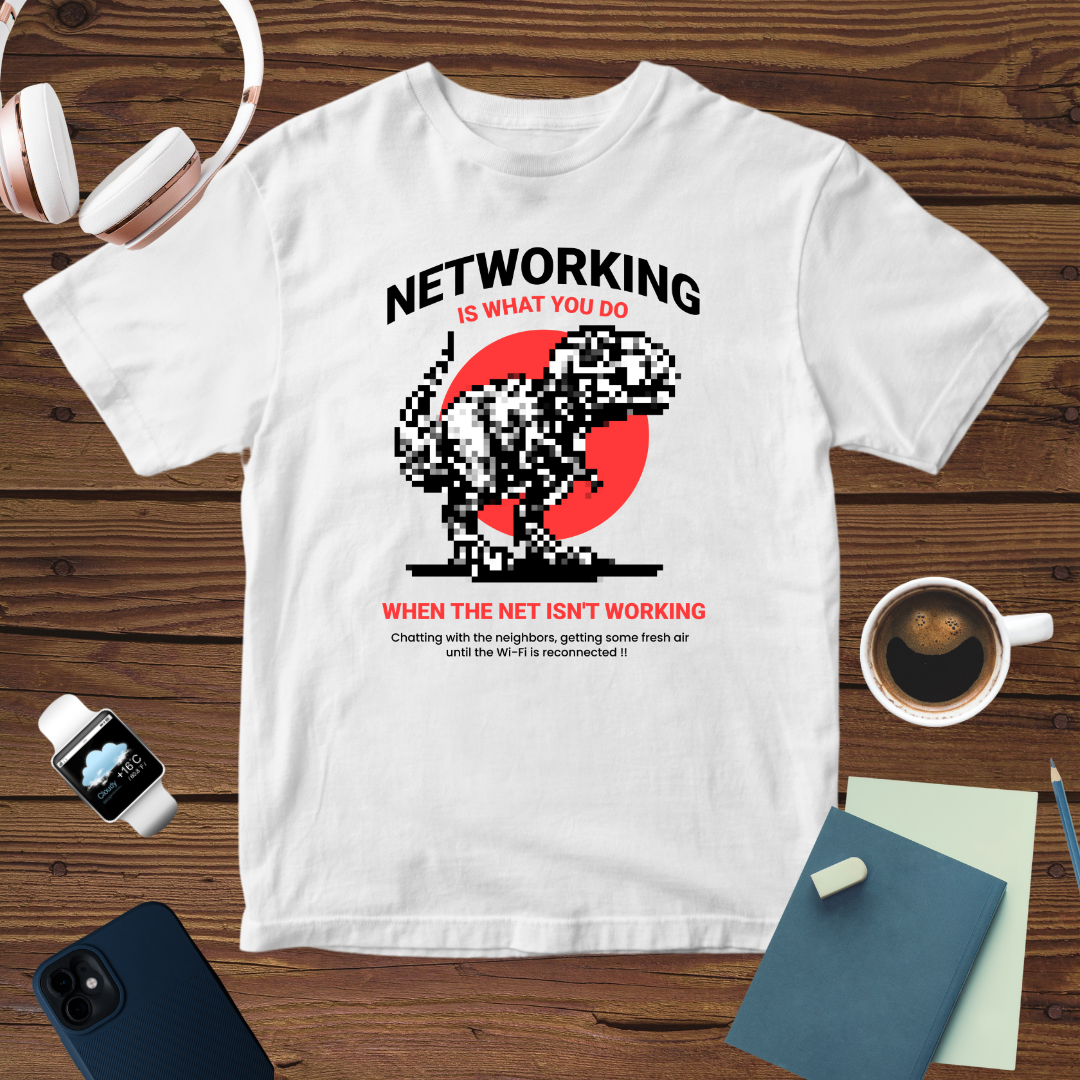 Networking Dino T-Shirt | Funny Internet-Inspired Tee