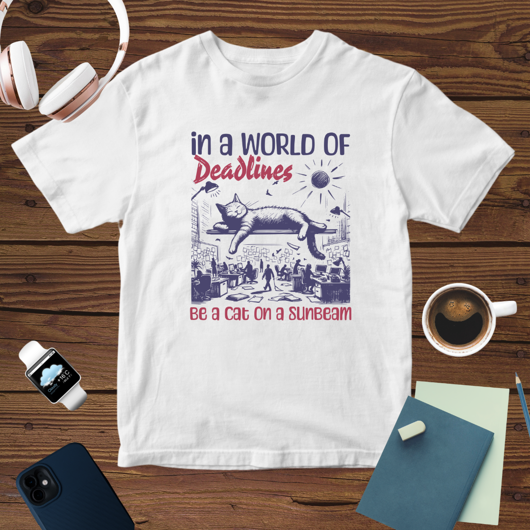 Cat on a Sunbeam T-Shirt | Fun Hustler’s Life Pun