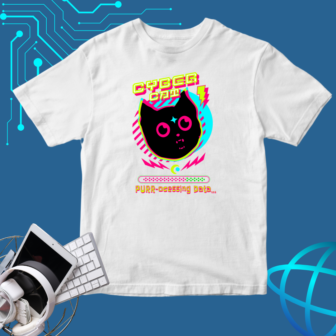 Cyber Cat T-Shirt | Funny Tech-Inspired Cat Design