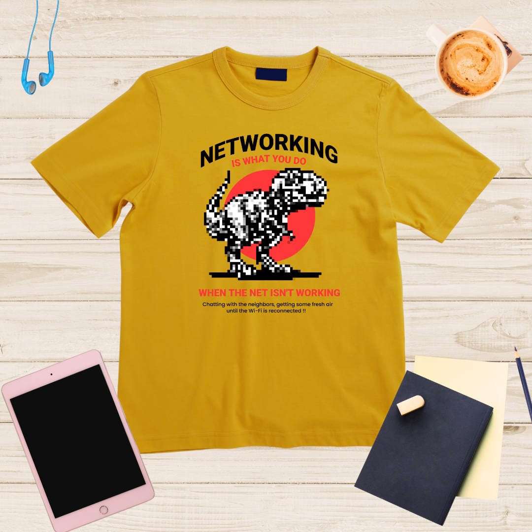 Networking Dino T-Shirt | Funny Internet-Inspired Tee