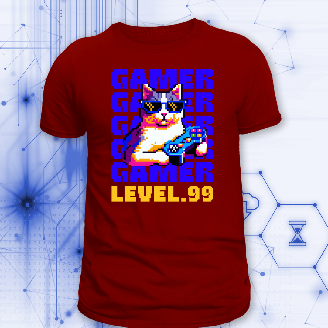 Pixel Purr-fect Gamer T-Shirt | Expert Gamer Tee